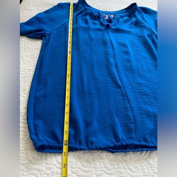 Liz Claiborne Blouse Size M 3/4 Sleeve Elasticized Waist Royal Blue Size M - Picture 8 of 8
